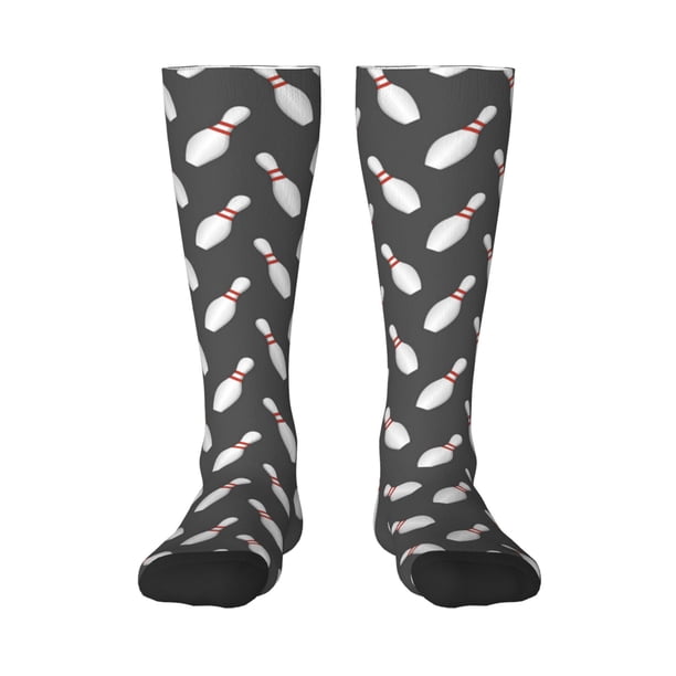 Fotbe Bowling Pins Calcetas Divertidas Estampadas para Hombre y Mujer, Calcetas de Algodón hasta la Rodilla para Caminar, Correr, Enfermería y Embarazo