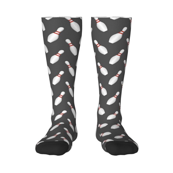 Rateoe Bowling Pins Pattern Women’s Knee High Crew Socks,Trouser Socks Comfortable, Breathable, Moisture-Wicking and Soft