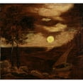 thumbnail image 2 of Albert Pinkham Ryder 13x12 Black Ornate Wood Framed Double Matted Museum Art Print Titled: The Lovers’ Boat (ca. 1881), 2 of 5