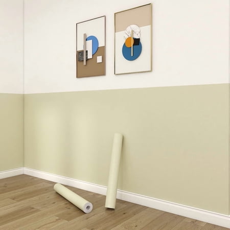 Nvzi Beige self-adhesive wallpaper -1 roll, 393.7 × 12 inch PVC waterproof wallpaper, suitable for DIY decoration of kitchen, desk, wall, bedroom