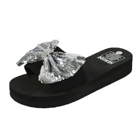 

KmaiSchai Ll Bean Slippers For Women Women Shoes Thick Sole Beach Sequin Slippers Sandals Summer Slippers Shoes Comfort Open Toe Pearl Sequins Thick Sole Beach Sandals Slippers Womens Sandals Outdoo