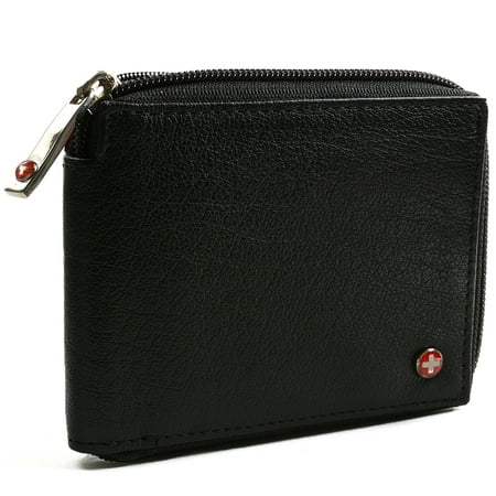 Men's Leather Zip Around Wallet ID Card Window Secure Zipper (Best Men's Leather Wallet Review)