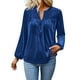 thumbnail image 2 of Karight Womens Velvet Tops Long Sleeve V Neck Elegant Velour Blouses Winter Fall Fashion Dressy Casual Button up Shirts, 2 of 5