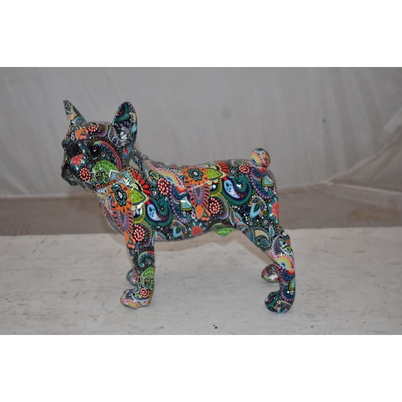 Multicolor Abstract Pug Resin Statue Size: 13" x 5" x 11"H