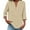 Beige, variant on WTOBBY Women's Loose Fit V-Neck Button Down 3/4 Sleeve Tops, Cute Solid Summer Beach Tee Shirts, Casual Linen Blouse for Comfortable Wear,Beige L