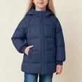 thumbnail image 2 of Ymyiu Jacket for Girls Baby Boys Thicken Winter Coat Toddler Girls Fleece Warm Hooded Jacket Clothes 2T 3T(Navy, 2-3 Years), 2 of 7
