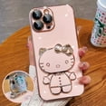 thumbnail image 2 of Cute Hello Kitty Mirror Bracket Holder Case For iPhone 15 11 12 13 14 Pro Max Mini XR XS X 8 7 6 Plus SE 2020 Plating Back Cover RJ, 2 of 7