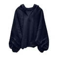 thumbnail image 4 of Women's Hoodies Trendy y2k Over Size Hoodies Solid Color Sweatshirts Comfy Thin Drawstring Tops with Pockets, 4 of 4