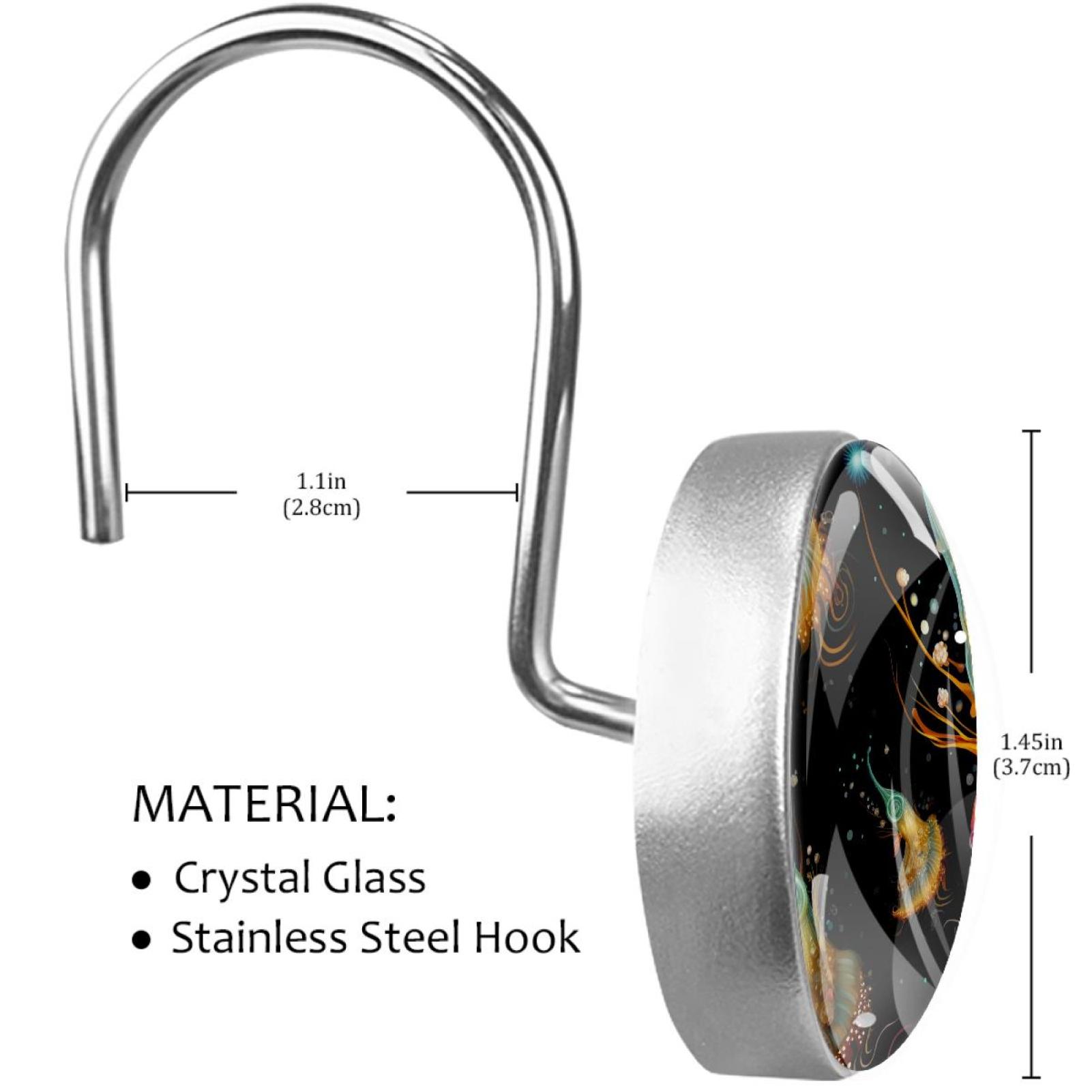 HemaKayy 12 Pcs Decorative Shower Curtain Hooks - Stainless Steel Rings for Bathroom Décor - Easy Glide & Secure Hold - Perfect Decoration for Bathroom Shower Rods - Ocean Sea Slug