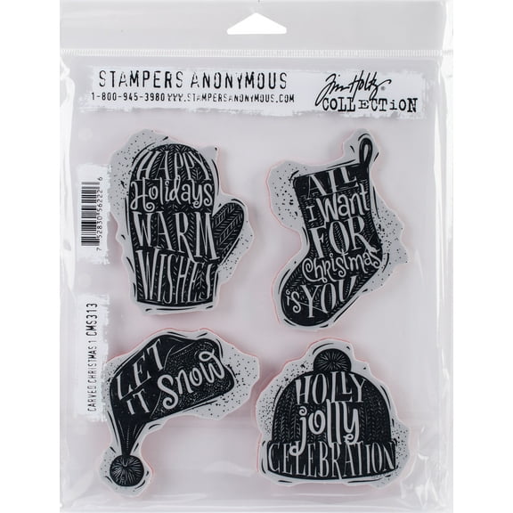 Tim Holtz Cling Stamps 7"X8.5"-Carved Christmas #1