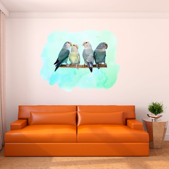 Animal Watercolor Wall Decals for Kids Room - Bird Animals Mint Green Background Paint Outdoor Scene DIY & Creativity Boy Girl Bedroom Wall Water Color Sticker - Size: 10 In x 8 In