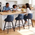 thumbnail image 5 of FIRAVOE Bar Stools Set of 2, 30" Swivel Bar Height Bar Stools with High Back, Faux Leather Bar Chairs Blue Barstools for Kitchen Island, 5 of 11