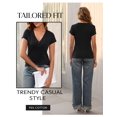 thumbnail image 2 of Camisa Prettywear para mujer, manga corta, cuello en V, algodón de verano, 2 of 6