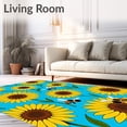 thumbnail image 2 of ODIKA 2'x3' Machine Washable Non-Slip Area Rug, Blooming Sunflower Meadow With Honeybee Accents High Traffic Rug, Blue, 717604, 2 of 7