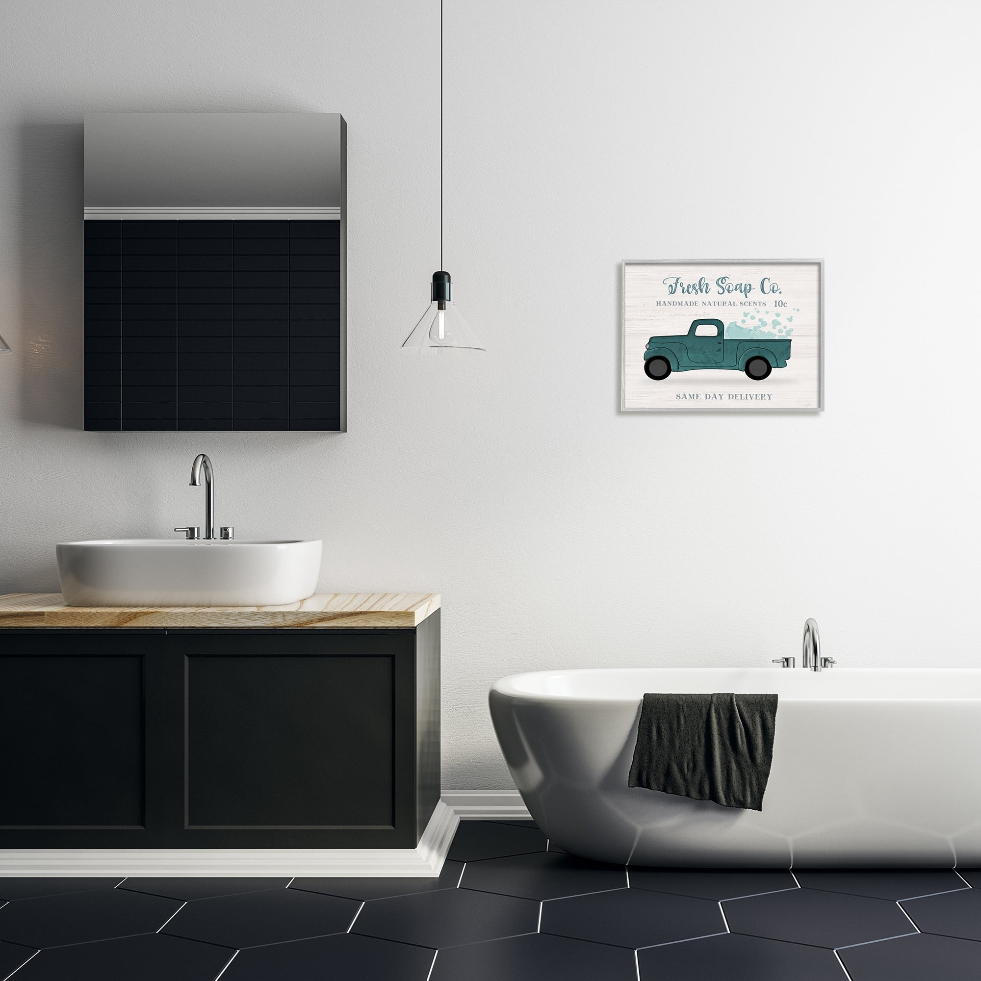 Stupell Industries Fresh Soap Co. Vintage Green Truck Bath Bubbles, 20 x 16, Design by Natalie Carpentieri