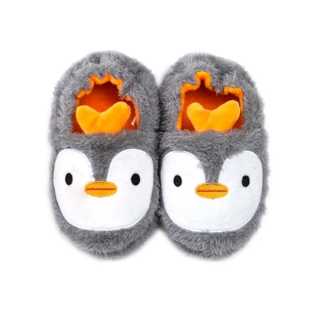 Penguin - Pantuflas de Animales de Felpa 28/29 EU, Pantuflas cálidas de algodón para niños de 1 a 6 años, Regalos de Navidad para niños, Pantuflas de Interior peludas de Dibujos Animados Rojo Verde