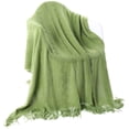 thumbnail image 4 of Battilo Inc Couverture Tissée Complexe avec Motifs Surélevés et Bout à Franges 50"x60 Pouces (Vert), 4 of 5