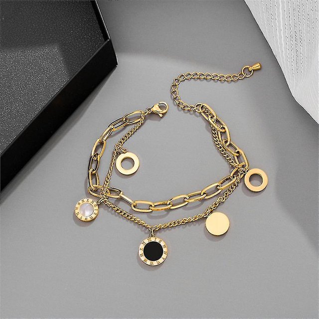 Pulsera de doble capa TANGJMXG con números romanos para mujer regalo de joyería