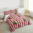 thumbnail image 4 of Homewish Cute Bowtie Candy Cane Bedding Comforter Set,Cartoon Christmas Tree Twin Comforter Sets,Red Striped Lines Bedding Set For Girls,Breathable Home Decor Reversible,2 Pieces, 4 of 9