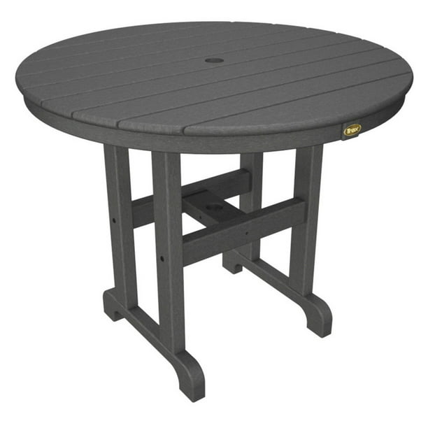 Trex Outdoor Furniture Recycled Plastic Monterey Bay Round Patio Dining Table Com - Plastic Patio Table And Chairs With Umbrella Hole