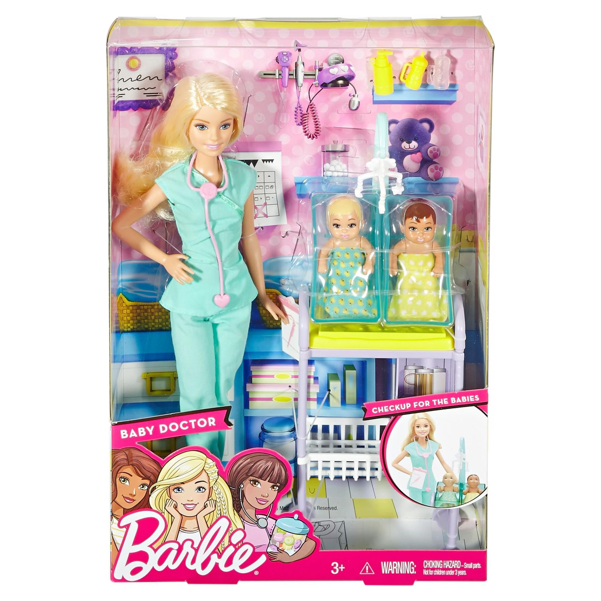 Barbie Careers Baby Doctor Barbie Doll, Blonde, with 2-Patients - image 5 of 5
