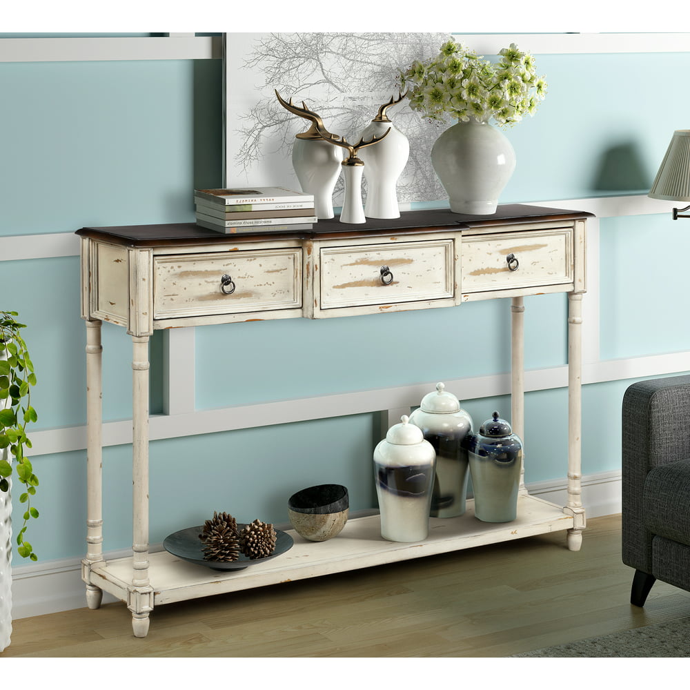 Tall Console Table with 3 Storage Drawers, 52'' x 11.5'' x