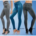 thumbnail image 1 of Leggings de compras europeos y americanos Leggings estampados de mezclilla de imitación de ajuste ajustado elástico Leggings recortados para mujer, 1 of 5