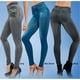 thumbnail image 2 of Leggings de compras europeos y americanos Leggings elásticos ajustados con estampado de mezclilla de imitación Leggings recortados para mujer, 2 of 6