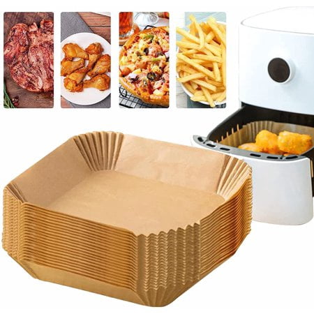 150PCS Square Disposable Air Fryer Paper Liners   7.9inch Parchment Steamer Assecories Non-Stick Airfryer Accessory Food-Grade Waterproof and Oil-Proof Paper for Cooking Baking Microwave
