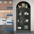 thumbnail image 4 of 73" Arched Metal Storage Cabinet, Kitchen Pantry Cabinet with Glass Door, 2 Adjustable Shelves,Modern Farmhouse Display Bookshelf ,Freestanding Display Cabinet for Living/Dinning Room Black, 4 of 7