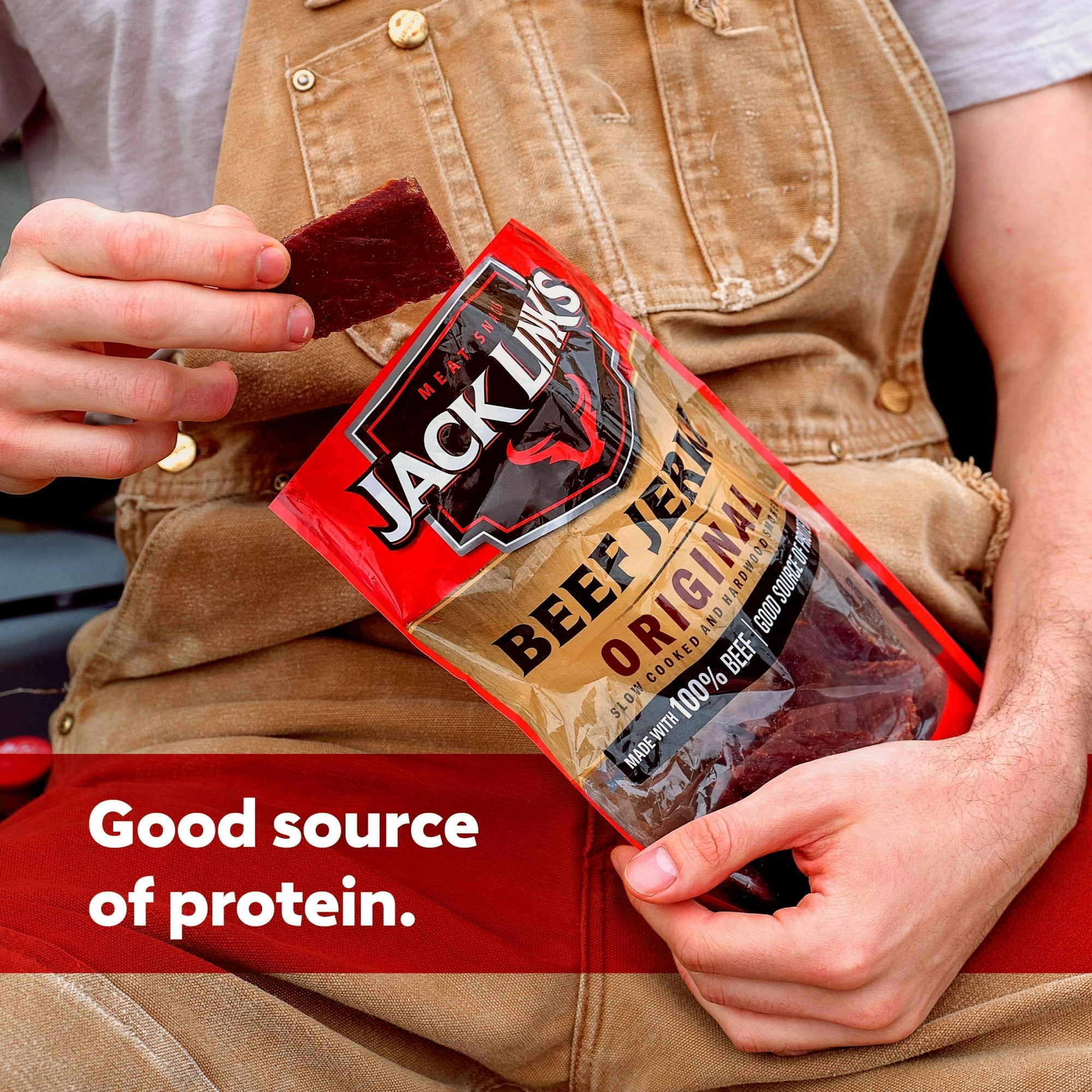 Jack Link’s Beef Jerky, 100% Beef, Original, 2.85 OZ 10g of Protein Per Serving