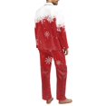 thumbnail image 2 of Yuyamidu Snowflake Long Sleeve Button Down Pajamas for Men Set Christmas Sleepwear Athletic Clothing Casual V Neck Loungewear 2 Pieces Red Pjs Soft Nightwear Size S, 2 of 6