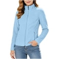thumbnail image 2 of IUYRTFE Women's Fleece Zip-Up Jacket Stand Collar Long Sleeve Casual Coat with Pockets, 2 of 7
