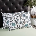 thumbnail image 4 of Boho Leaf Throw Pillow Covers, Teal Green Spring Farmhouse Pastoral Tribal Soft Breathable Pillow Cases with Invisible Zipper for Sleeping, King Size Pillowcases for Couch Bed Sofa Chair 20x36 Inches, 4 of 6