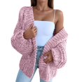 thumbnail image 3 of Womens Chunky Cardigan Cable Knit Oversized Open Front Cardigan Sweaters Pink XL, 3 of 6