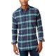thumbnail image 1 of Camisa abotonada de franela a cuadros resistente a la intemperie para hombre, verde, XXX-Large, 1 of 1