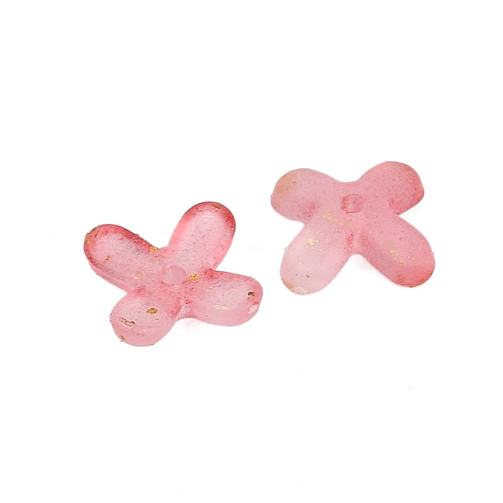 Metal Enlaced Acrylic Bead Caps Flower Light Coral 11.5x11.5x3mm Hole: 1.5mm about 3846pcs/500g