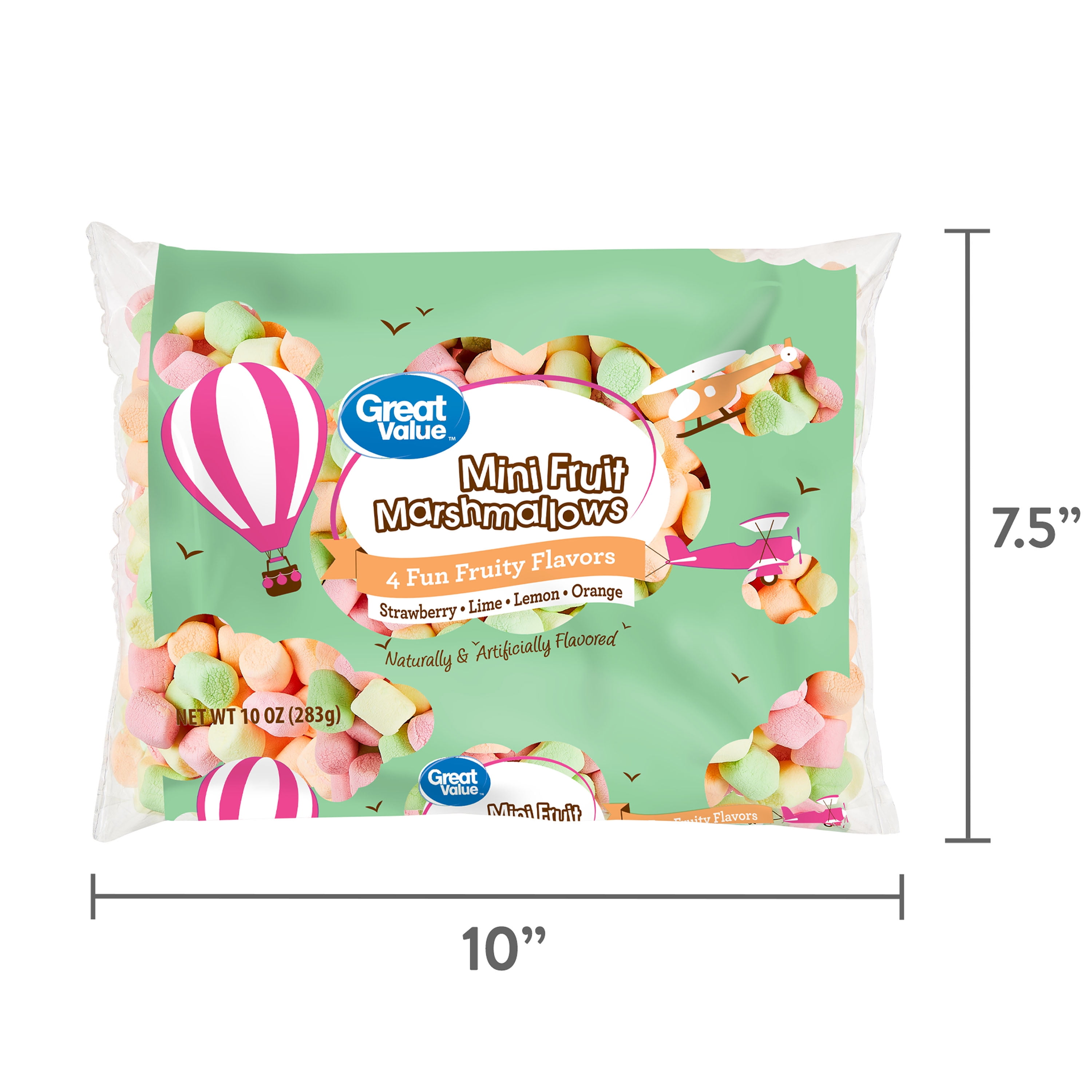 (24 pack) Great Value Mini Fruit Marshmallows, 10 oz Bag