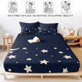 thumbnail image 5 of King Size Fitted Sheet Set - Modern 3 Piece Bedding Sets 16" Deep Pocket Fitted Sheet with 2 Pillowcases, Japanese Style Minimalist Moon Stars Blue Brushed Microfiber Hotel Luxury Bed Sheets, 5 of 9