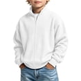 thumbnail image 2 of Teyfeniy Boys Girls Waffle Knit Jacket Zip up Solid Color Long Sleeve Outerwear Fashion Fall Winter Hoodless Casual Loose Coats for Kids Unisex, 2 of 10