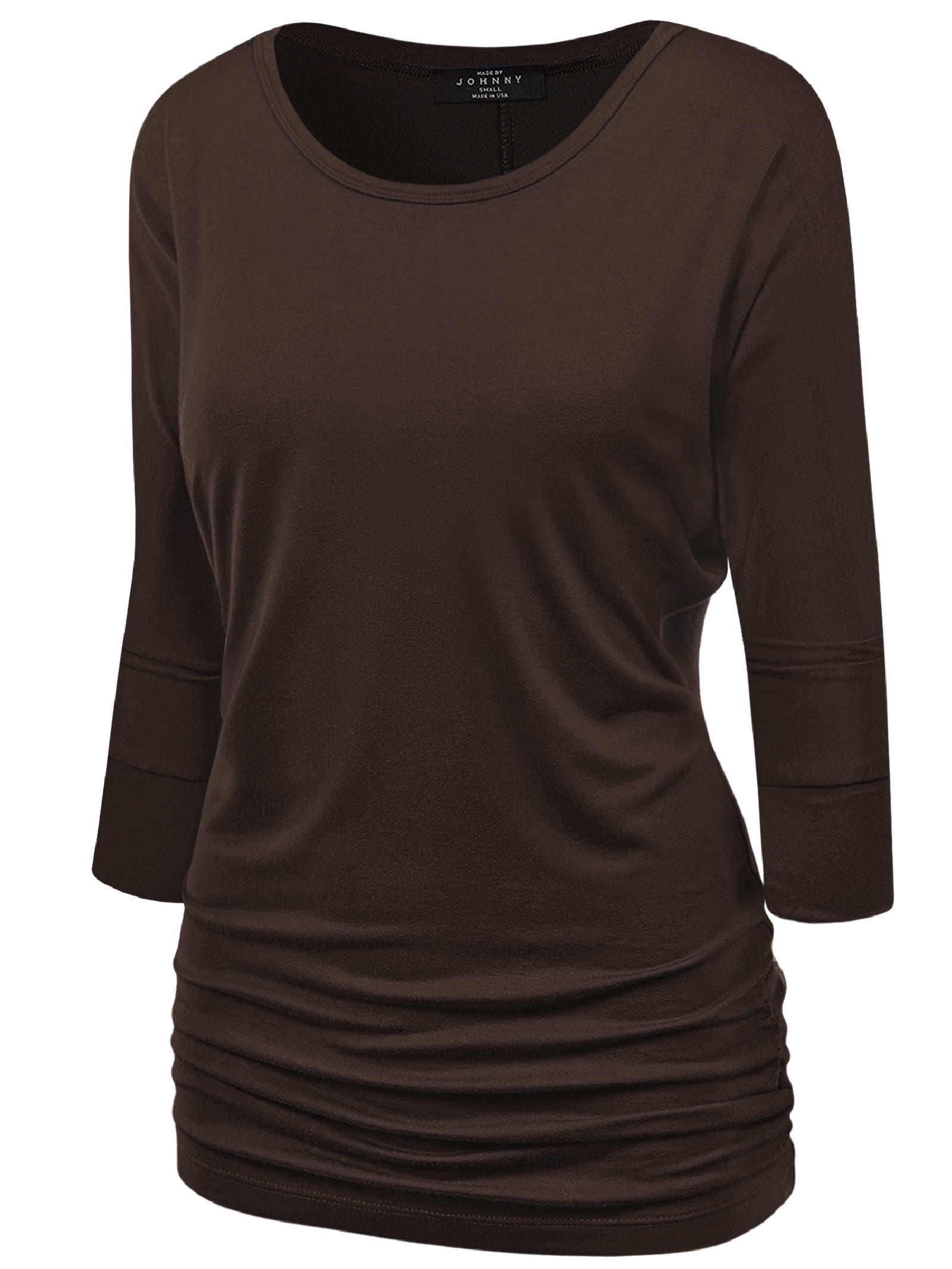 Made by Johnny Women's Boat Neck 3/4 Sleeve Draped Dolman Top with Side ...