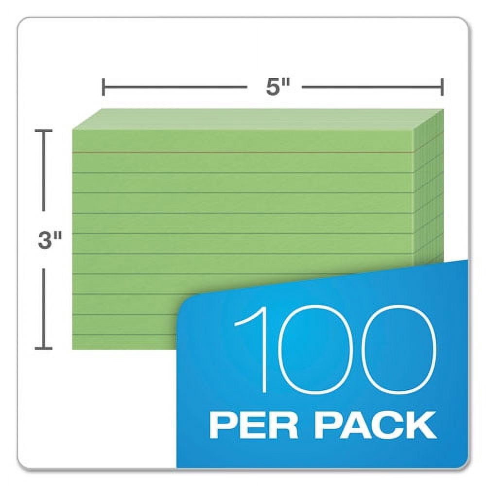 Ruled Index Cards, 3 X 5, Green, 100/pack | Bundle of 10 Packs