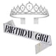 thumbnail image 1 of Tiara nupcial con diamantes de imitación de cristal y banda de reina de cumpleaños, corona de boda para mujeres, diadema de cumpleaños para niñas y flores, 1 of 5