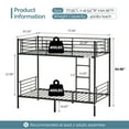 thumbnail image 4 of Zimtown Upgrated Twin over Twin Bunk Bed, Metal Bed Frame with Flat Step Ladder, Black, 4 of 10