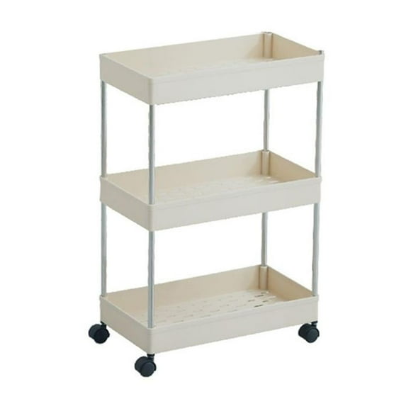 Langgg 2/3/4 Layer Gap Storage Rack Kitchen Slim Slide Tower Movable Assemble Plastic Bathroom Shelf Wheels Space Saving Organizer