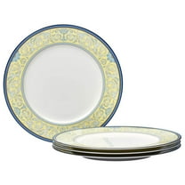 Menorca Palace 10.75 in. (Blue/Yellow) Bone China Dinner Plates, (Set of 4)