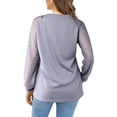thumbnail image 5 of SWQZVT Women Dressy Blouses Casual Solid Tops Pullover Hollow Out Lace Long Balloon Sleeve Shirts Gray Tee S, 5 of 6