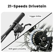 Juuar 26 Mountain Bike for Men, 21 Speed Disc Brake MTB, Full Suspension Steel Frame City Bike Bicycle for Adults, Gray