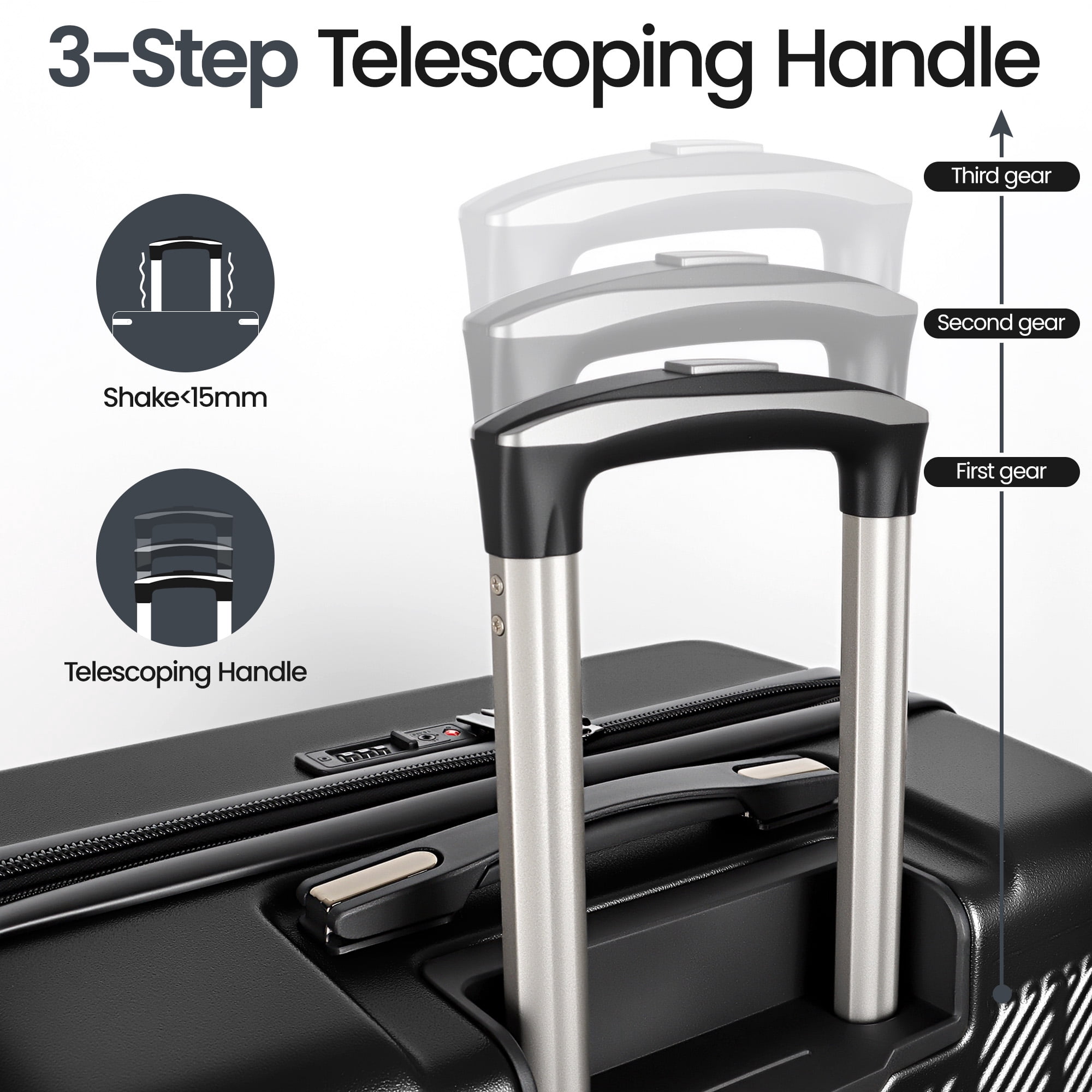 New York Xpress 3-Piece Hardside Luggage Set, Expandable Suitcases with TSA Lock, 20"/26"/30" Carry-on & Checked, Black - WD577