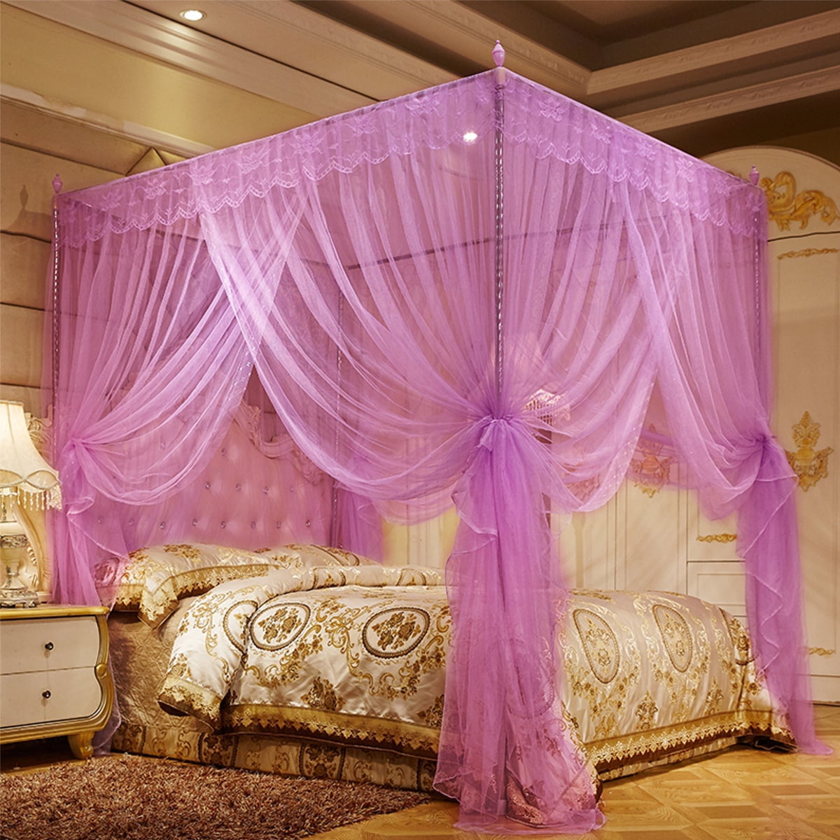 4 Corner Poster Mosquito Net Princess Bed Curtain Canopy Mosquito Net